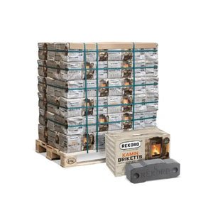 Rekord Braunkohlebriketts – 900 kg Palette (90 x 10 kg) Klassische Kamin- & Ofenbriketts Rekord