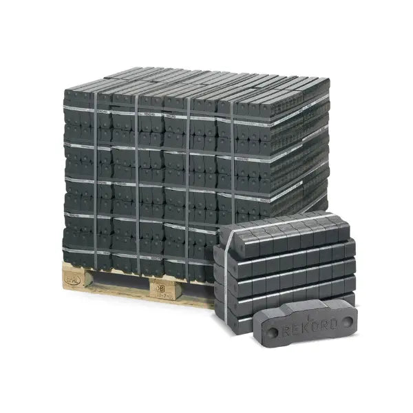 Rekord Braunkohlebriketts – 1000 kg Palette (40 x 25 kg) Langbrennende Briketts für Kamin & Ofen Rekord